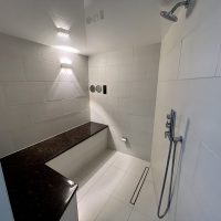 The steam room which includes power shower